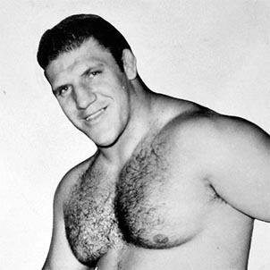 a black and white photograph of Bruno Sammartino